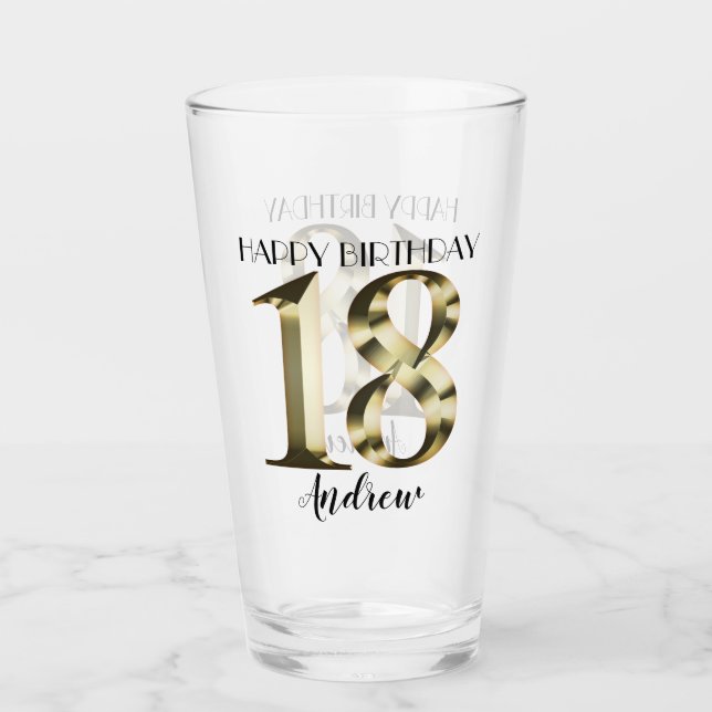 Verre 18e anniversaire d'or métallique (Devant)