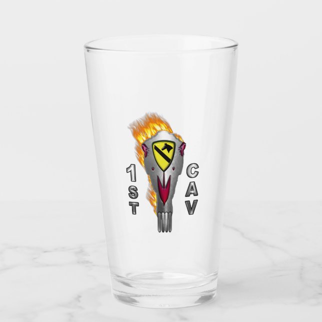 Verre 1re division de cavalerie Crâne flamboyant (Devant)