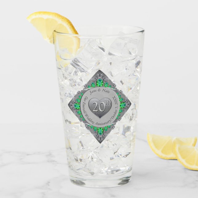 Verre 20e anniversaire d'émeraude Platine (Devant glace)