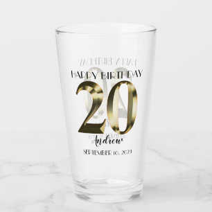 Verre 20e anniversaire d'or métallique