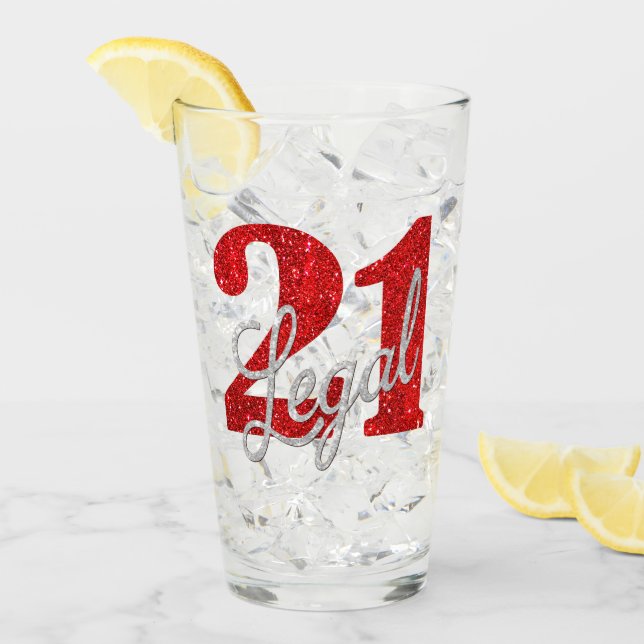 Verre 21 et juridique | Parties scintillant Red Faux 21e (Devant glace)