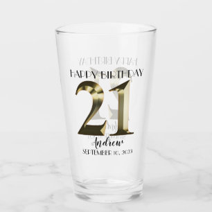 Verre 21e anniversaire d'or métallique