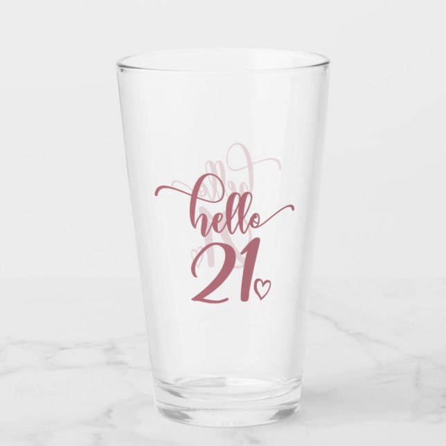 Verre 21e Anniversaire Femmes Bonjour 21 mignonne 21 ans (Devant)