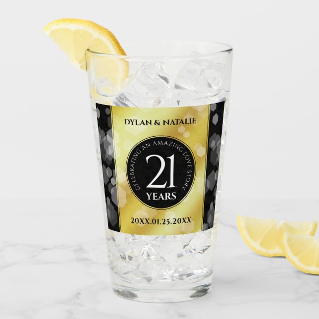 Verre 21ème anniversaire de Mariage en laiton (Devant glace)