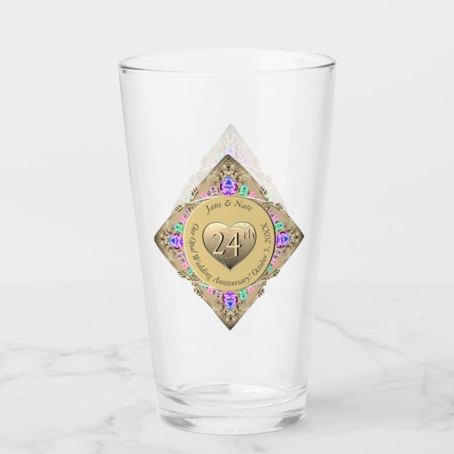 Verre 24e anniversaire du Mariage Opal (Devant)