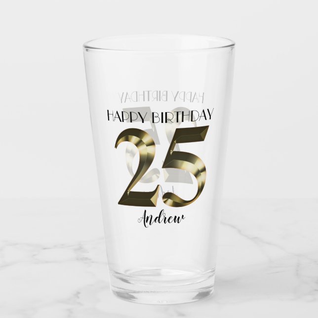Verre 25e anniversaire d'or métallique (Devant)