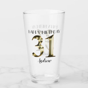Verre 31e anniversaire d'or métallique