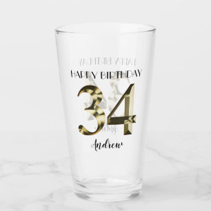 Verre 34e anniversaire métallisé or