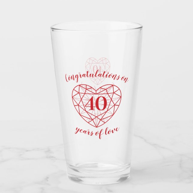 Verre 40e anniversaire 40 ans rubis rouge coutume (Devant)