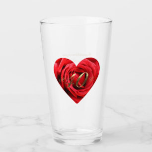 Verre 40e anniversaire Mariage Roses rouges Coeur élégan