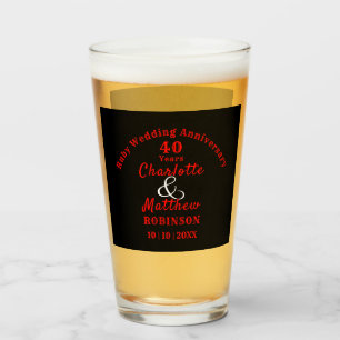 Verre 40e anniversaire Ruby Mariage cadeau personnalisé