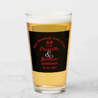 Verre 40e anniversaire Ruby Mariage cadeau personnalisé