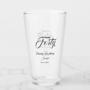 Verre 40ème lettre d'anniversaire nom date année gris 