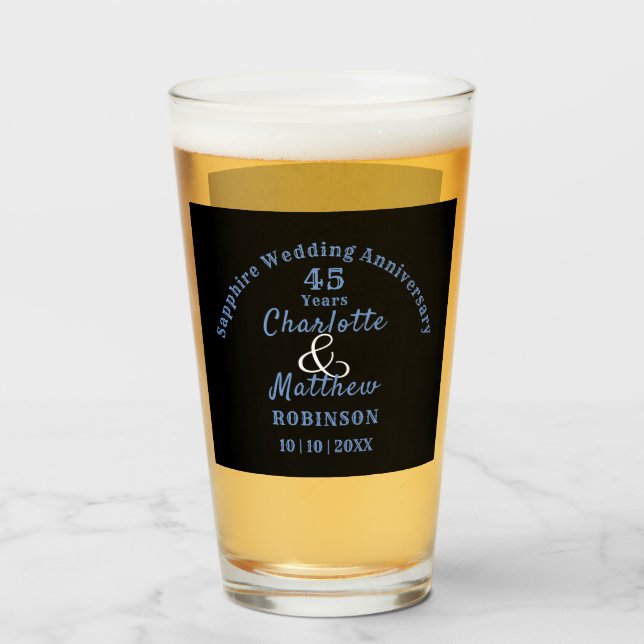 Verre 45e anniversaire Sapphire Mariage cadeau personnel (Devant (rempli))