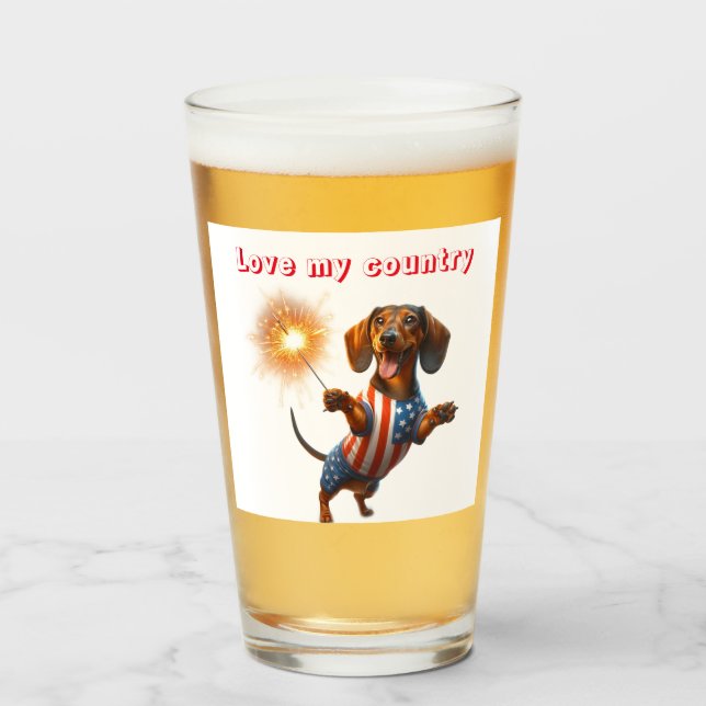 Verre 4 juillet Dachshund Beer (Devant (rempli))