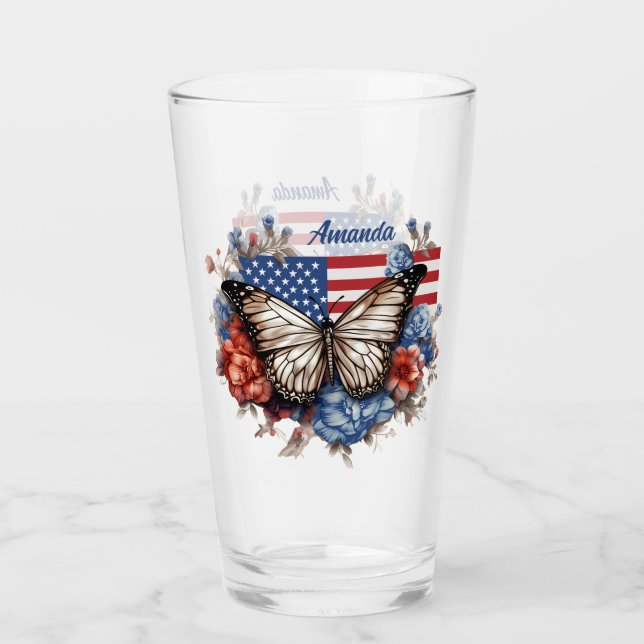 Verre 4 juillet patriotique (Devant)