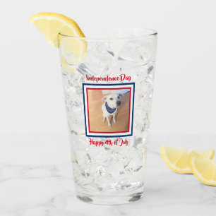 Verre 4 juillet rouge, blanc, bleu mignon Chien chiot bl