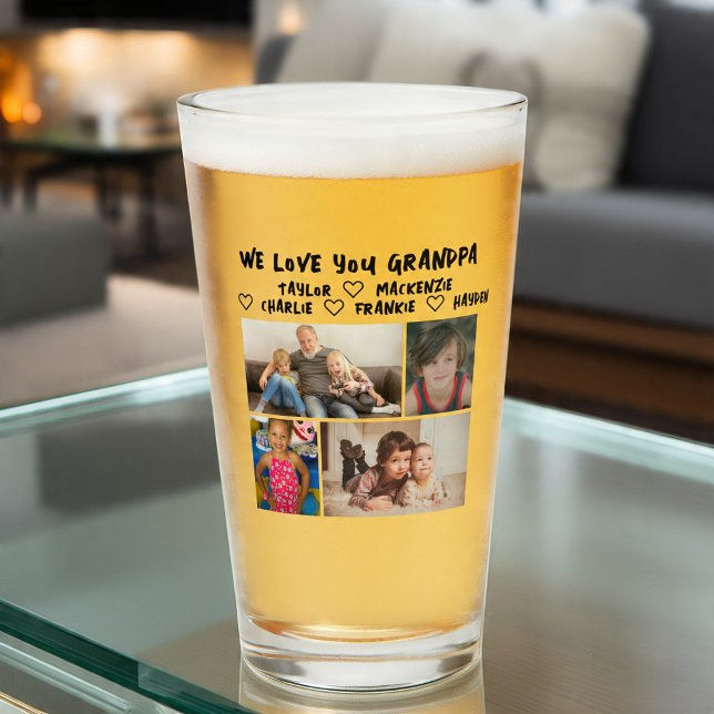 Verre 4 photo collage and personalized text photo gift (4 photo collage and personalized text photo gift glass by Ricaso Great for anyone, change text)