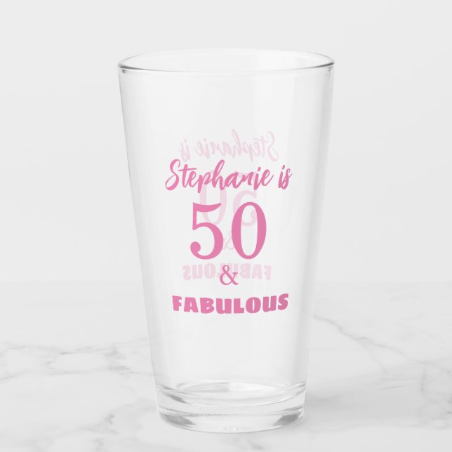 Verre 50 Fabuleux Cadeau Anniversaire Prénom Monogramme (Devant)