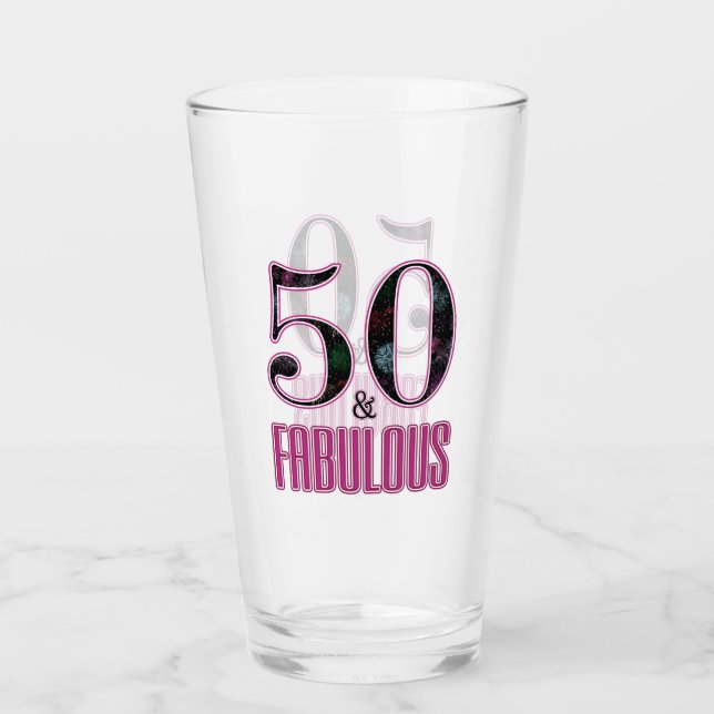 Verre 50 & Fabulous Pink Black Typographie 50e anniversa (Devant)