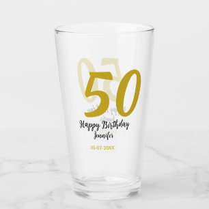 Verre 50e anniversaire ajouter nom date année noire modè