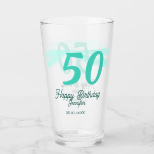 Verre 50e anniversaire ajouter nom date année vert paste