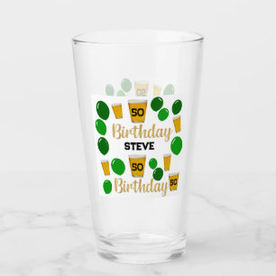 Verre 50e anniversaire bières et ballons verts Coupe de 