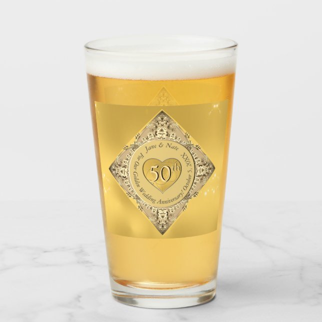 Verre 50e anniversaire de Mariage d'or (Devant (rempli))