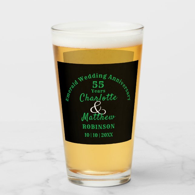 Verre 55e anniversaire Emerald Mariage cadeau personnali (Devant (rempli))
