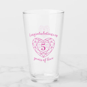 Verre 5e anniversaire 5 ans d'amour gemme rose coutume