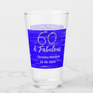 Verre 60 & fabuleux anniversaire bleu argent ajouter nom