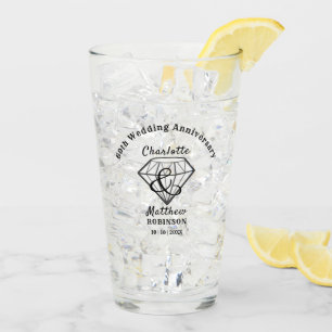 Verre 60e anniversaire Diamond Mariage cadeau personnali