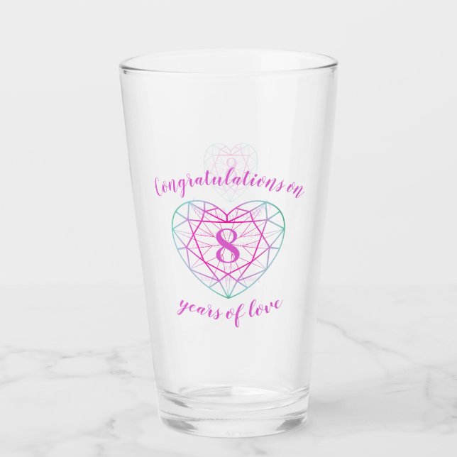 Verre 8e anniversaire 8 ans d'amour tourmaline coutume (Devant)