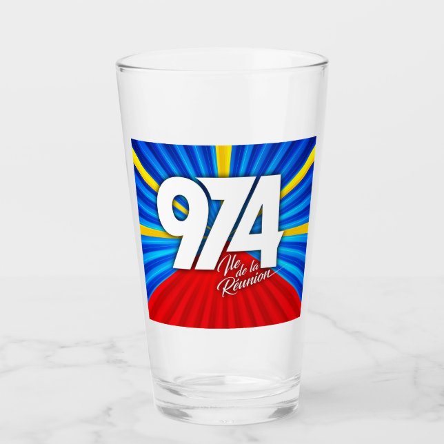 Verre 974 Ile de la Réunion - Drapeau réunionnais (Devant)