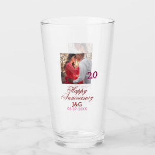 Verre À 20 ans joyeux anniversaire ajoutez la photo dat