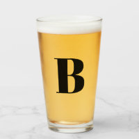 Verre à bière à initiale monogramme moderne 