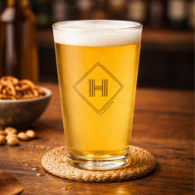 Verre à bière | Monogramme initial géométrique mod