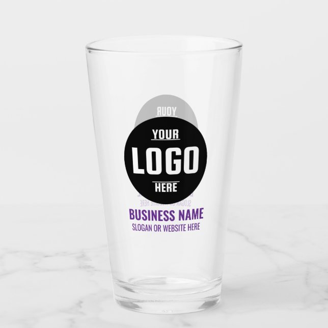 Verre à bière personnalisé 16oz avec logo et texte (Devant)