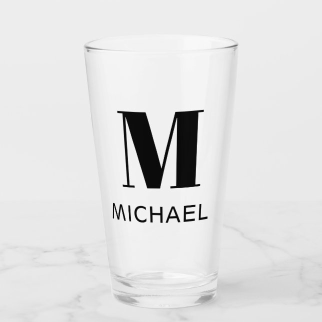 Verre à bière personnalisé avec monogramme simple (Devant)