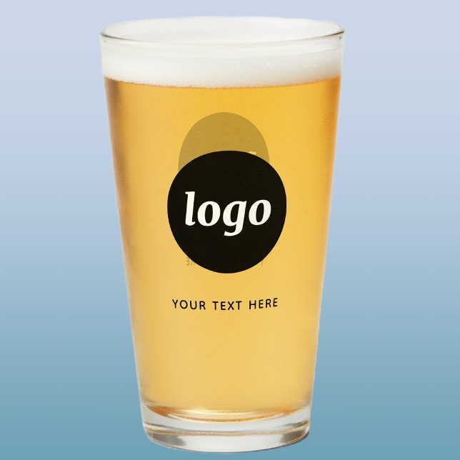 Verre à bière simple logo et texte pour entreprise (Logo with text business promotional beer glass)