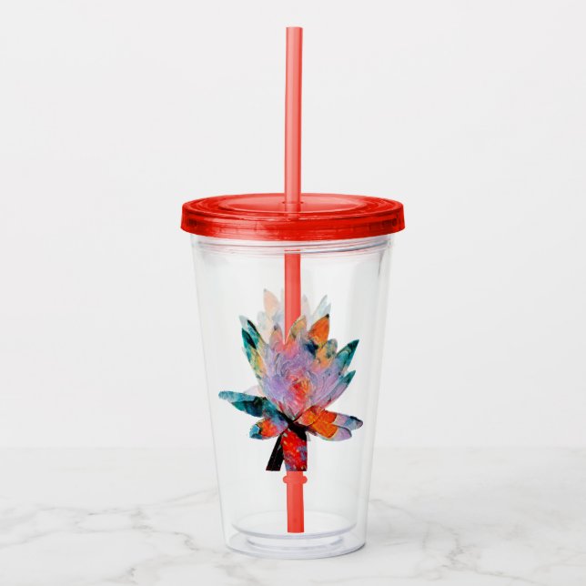 Verre à boire acrylique avec paille et couche d'ea (Devant)