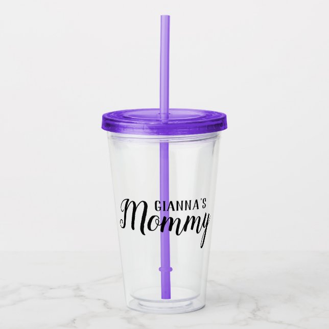 Verre à boire maman avec couvercle et paille (Devant)