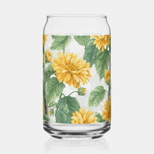 Verre à eau florale aquarelle tournesol rustique f