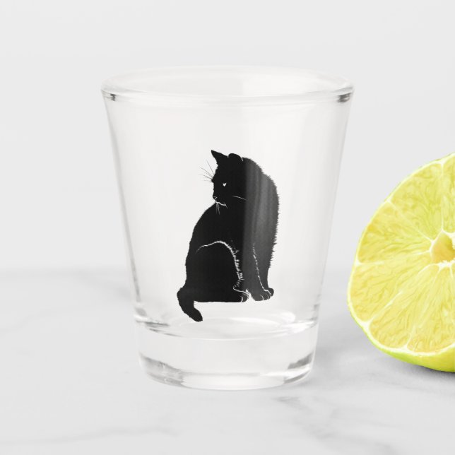 Verre à liqueur de chat noir (Devant)