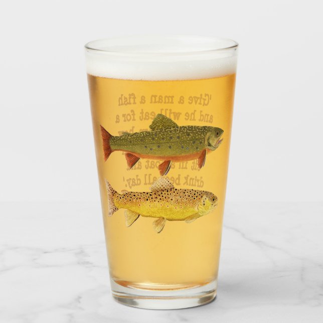 Verre à Pint de Pêche à la Truite (Devant (rempli))