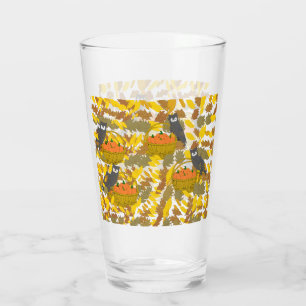 Verre à Pinte Hibou et Citrouilles d'Automne