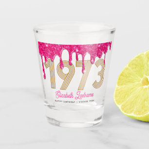 Verre A Shot 1973 Parties scintillant rose goutte 50e Anniversa