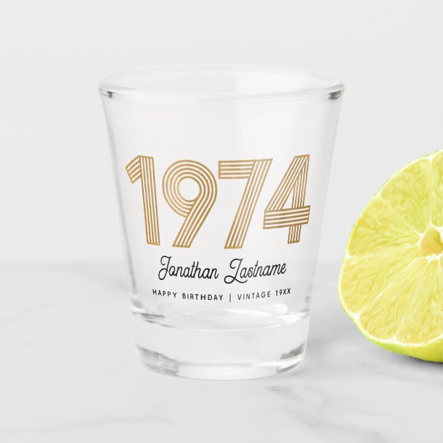 Verre A Shot 1974 Gold et Black 50th Birthday Shot Glass (Devant)