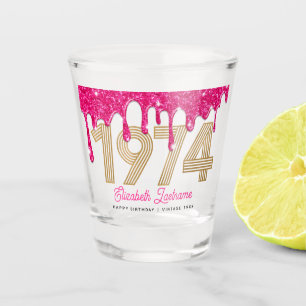 Verre A Shot 1974 Parties scintillant rose goutte 50e Anniversa