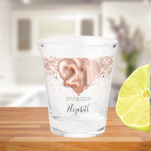 Verre A Shot 21e anniversaire rose nom des ballons d'or